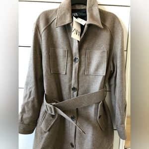 Zara belted wool coat / shirt jacket